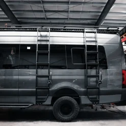 Rugged Design Concepts Duo side ladder for a Mercedes sprinter high roof with surf board hooks