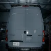 Mercedes Sprinter rear bumper installed on a 144 wheelbase high roof van, matte black powder coat finish, Rugged Design Concepts fabrication
