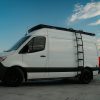 144 Wheelbase Mercedes Sprinter Van with a Rugged Design Concepts Roof Rack, Baja LP Curved Light Bar Rack with Sprinter Side Ladder and Sprinter Side Steps