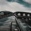 2024 Mercedes Sprinter Van Custom Roof Rack with Baja Designs LP9 Pro LED Lights and Sprinter crossbars with Skybox