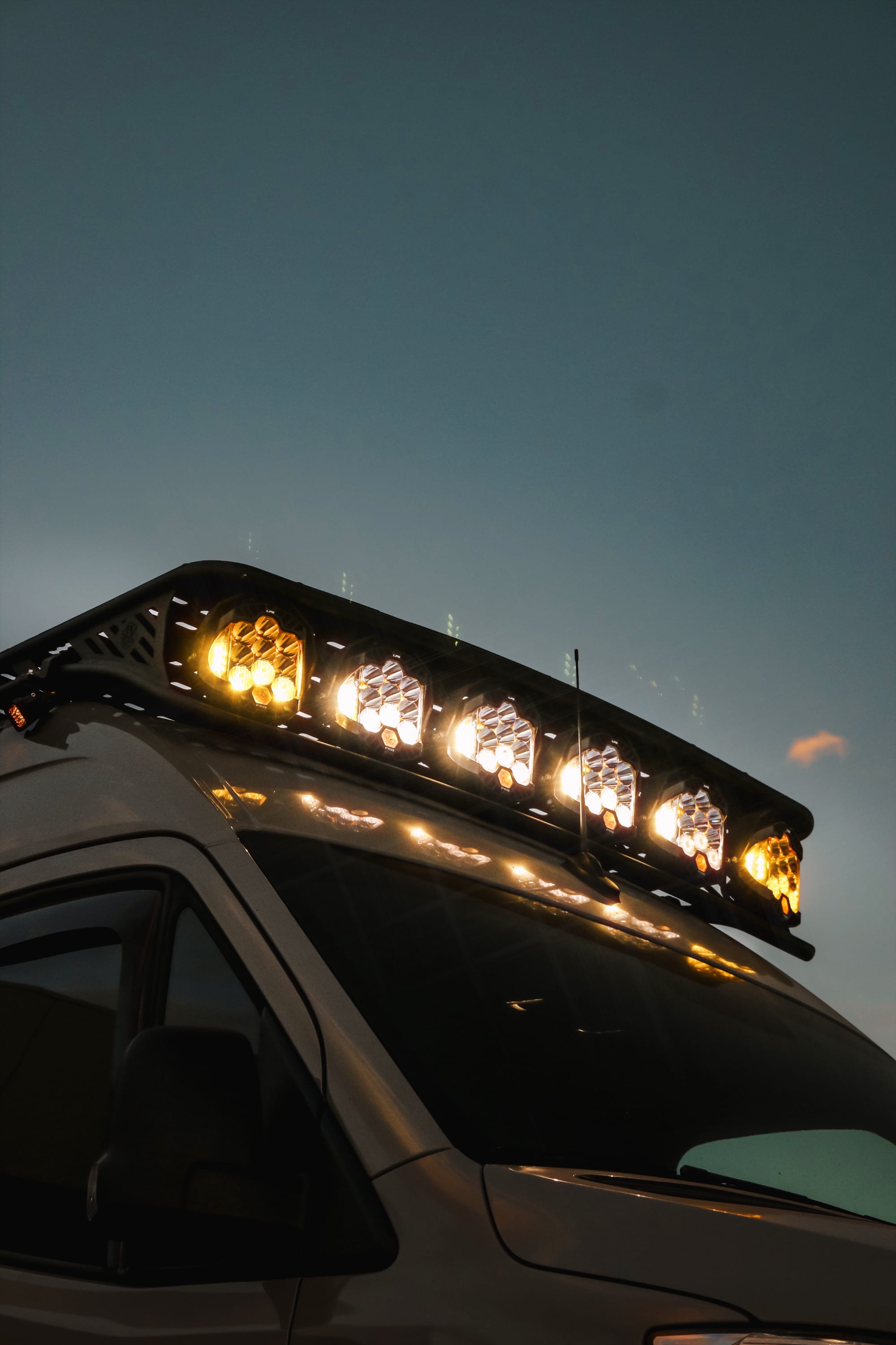 Rugged design concepts roof rack paired with baja designs lp9 pro led light pods